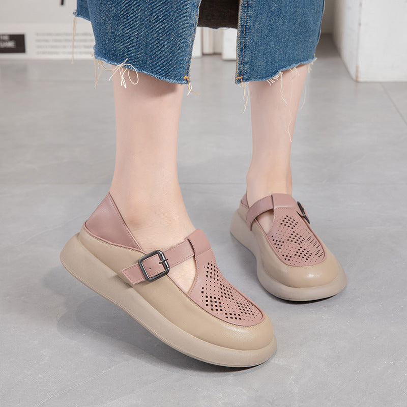 Women's & Men's Hollow Out Summer Thick Bottom Retro Men's Shoes