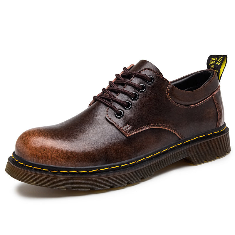 Men's Size Big Head Worker Breathable British Leather Shoes
