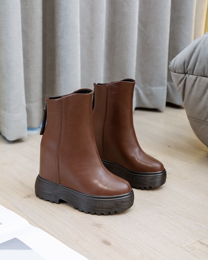 Women's Tall Muffin Thick Bottom Genuine Elevator Martin Boots