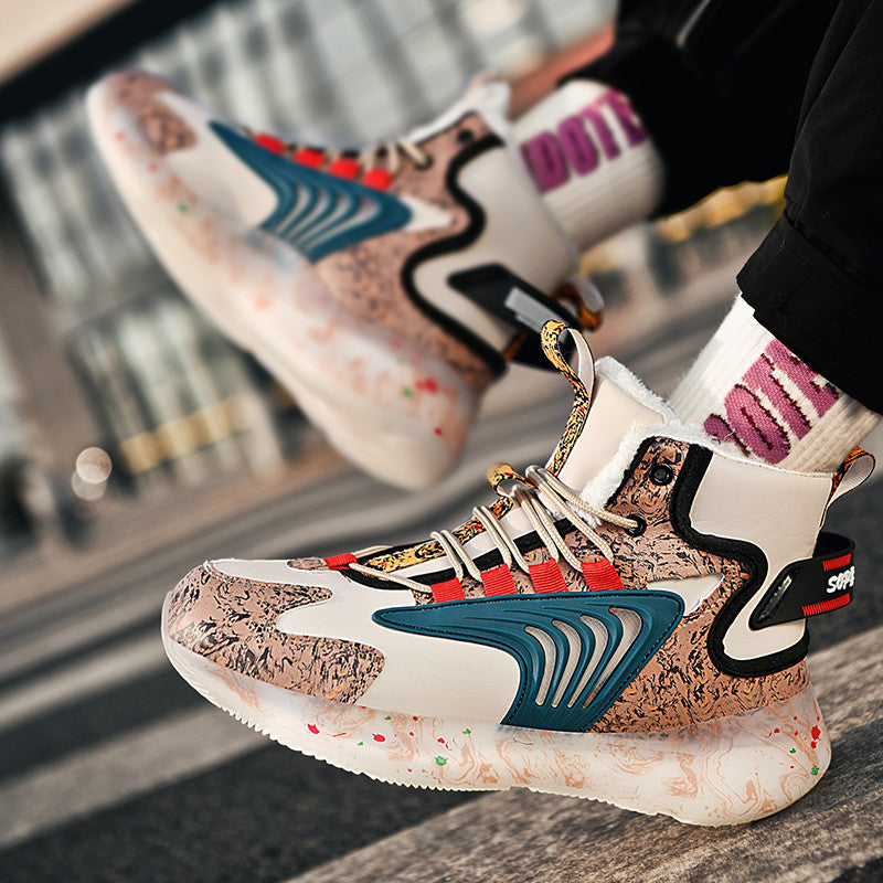Men's Plus Size Winter Basketball Couple Running Popcorn Sneakers