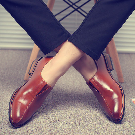 Men's Wear Pointed Fashionable Versatile Korean Style British Leather Shoes