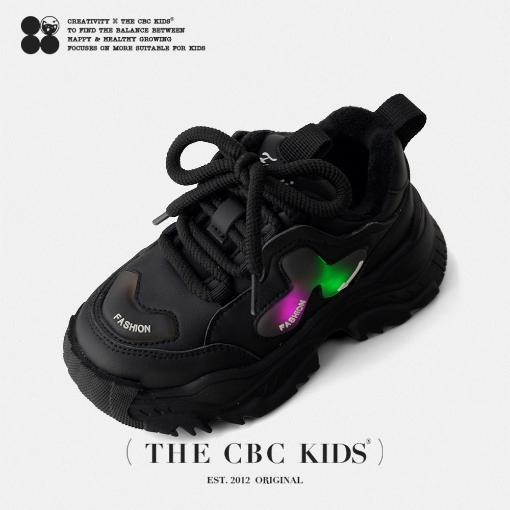 Children's Dad Fleece-lined Boys Trendy Leisure Kid's Sneakers