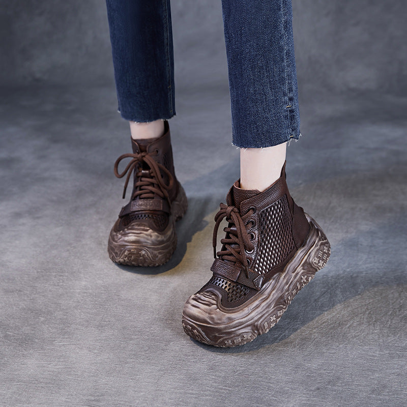 Women's Retro Ankle Genuine Thick Bottom Breathable Boots