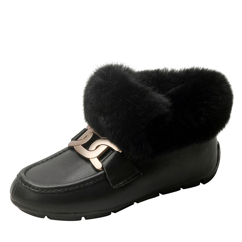Women's Fur Winter Fleece-lined Rabbit Thermal Cotton Snow Boots