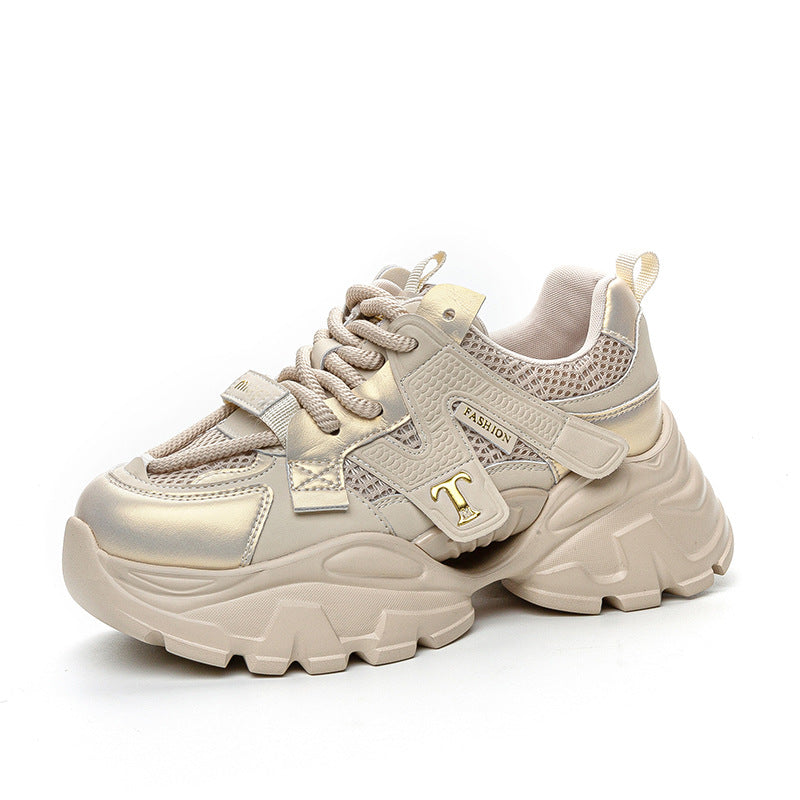 Women's Autumn Platform Mesh Surface Dad Genuine Sneakers