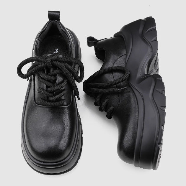 Men's Derby Cowhide Fashion British Height Increasing Daddy Sports Men's Shoes