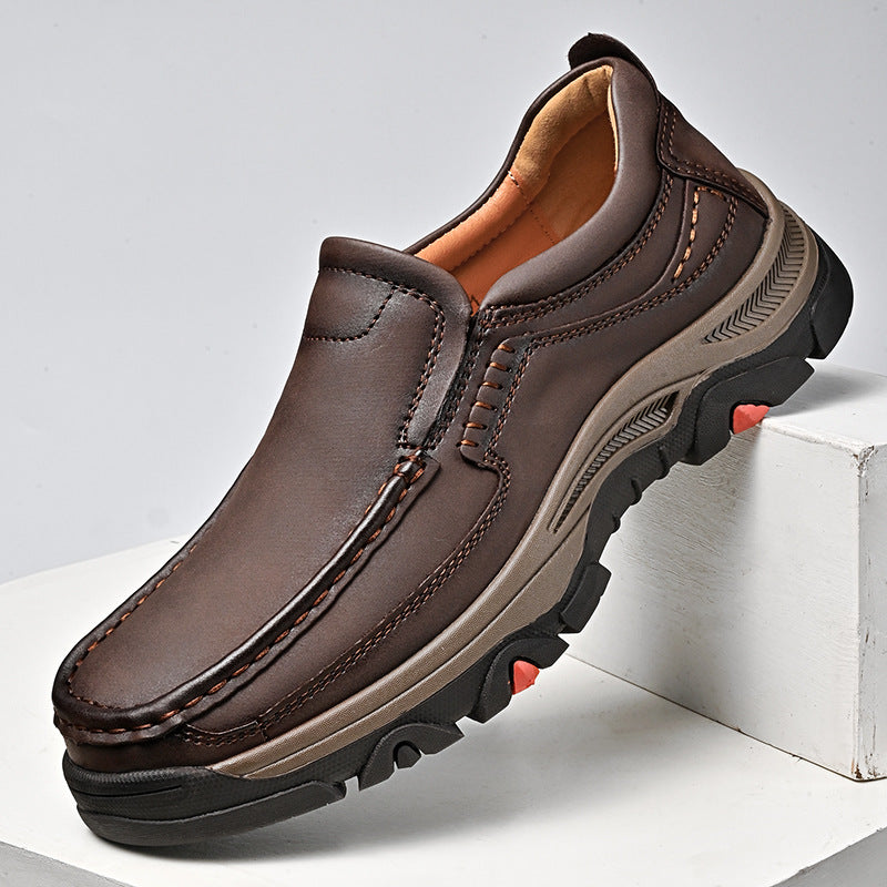 Durable Men's Plus Size Slip-on Lightweight Men's Casual Leather Shoes