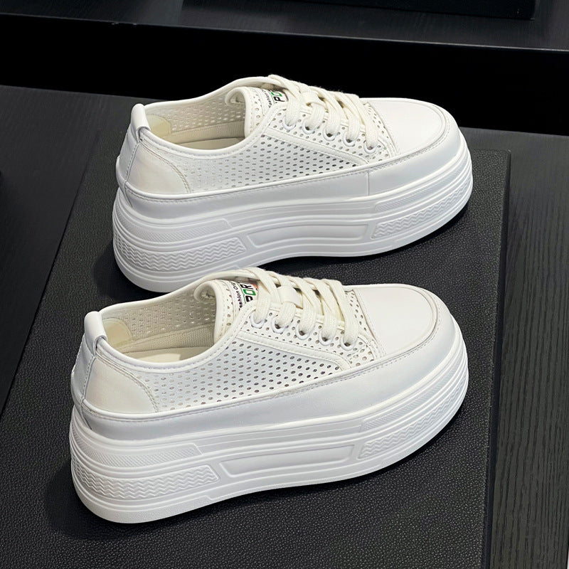 Women's White Summer Versatile Breathable Board Muffin Casual Shoes