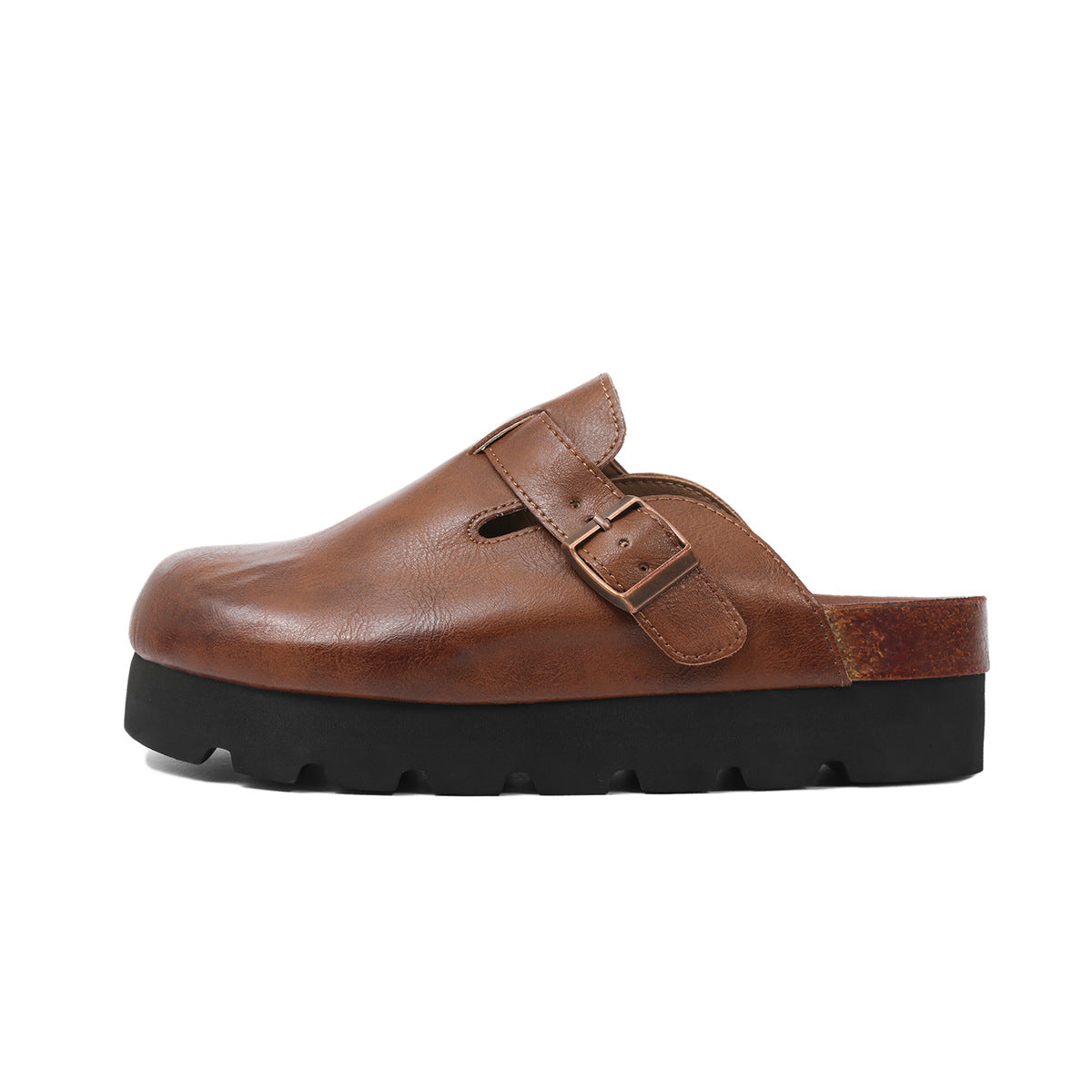 Women's Version Retro Platform Toe Cap Genuine Slippers