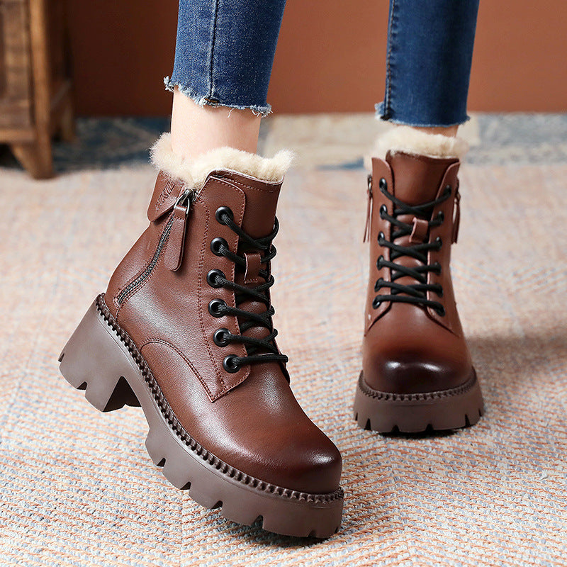 Women's Selected Height Increasing Small Martin Chunky Boots