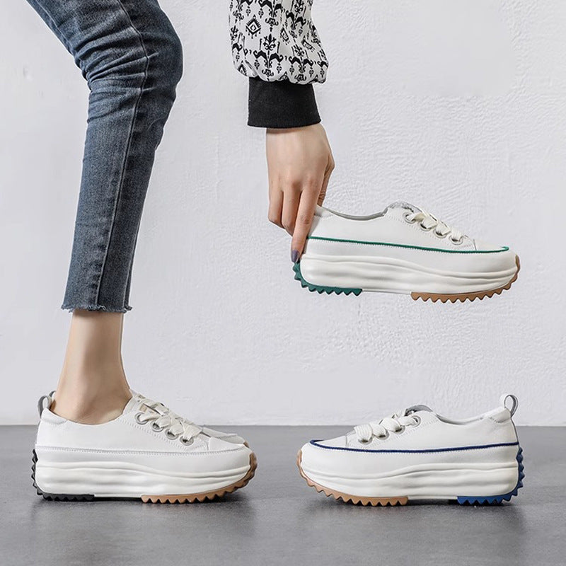 Women's Breathable White Spring Versatile Height Increasing Casual Shoes