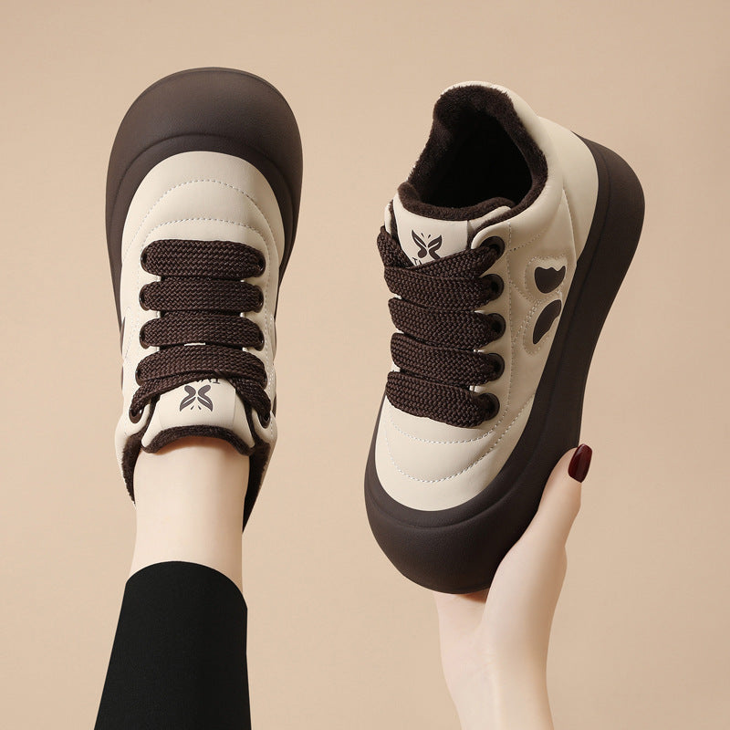 Women's Silk Rabbit Bread Winter Fleece-lined Fashion Sneakers