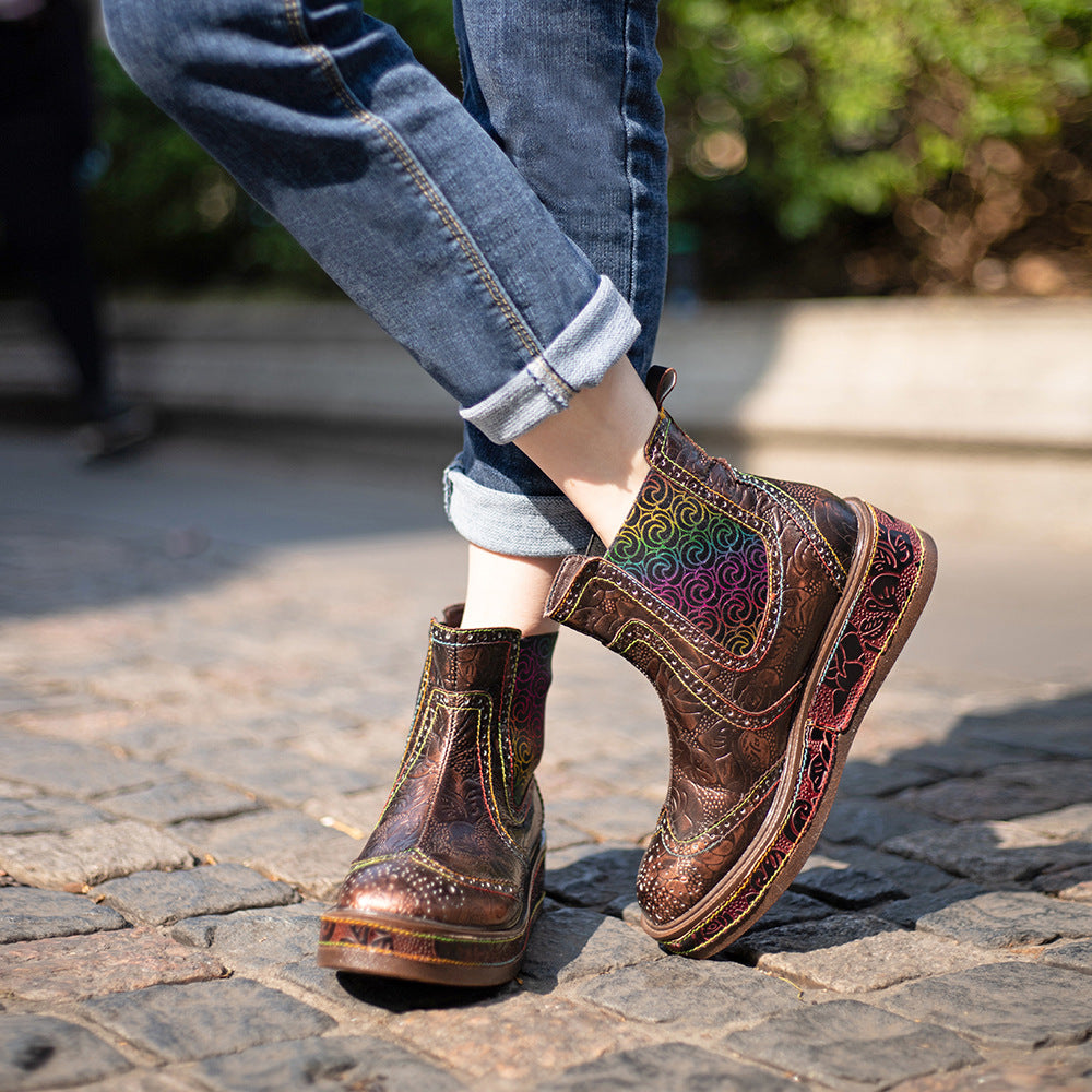 Women's Bohemian Martin Ethnic Style Retro Stitching Boots