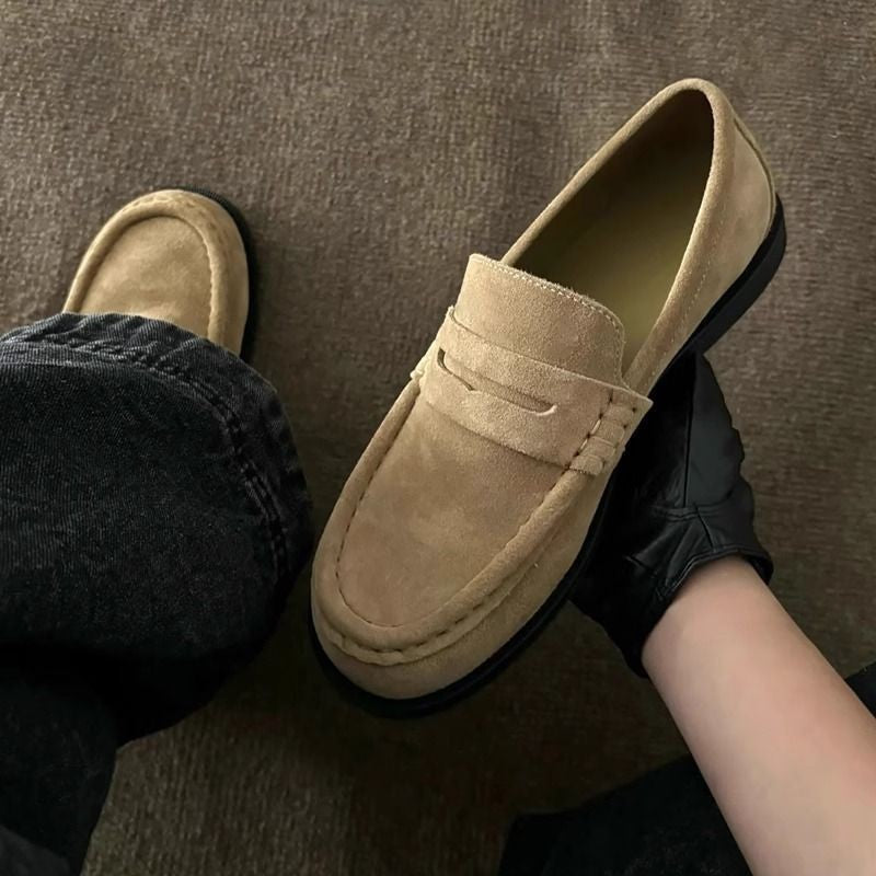 Old Money Style Unisex For Round Trendy Platform One Pedal Men's Casual Leather Shoes