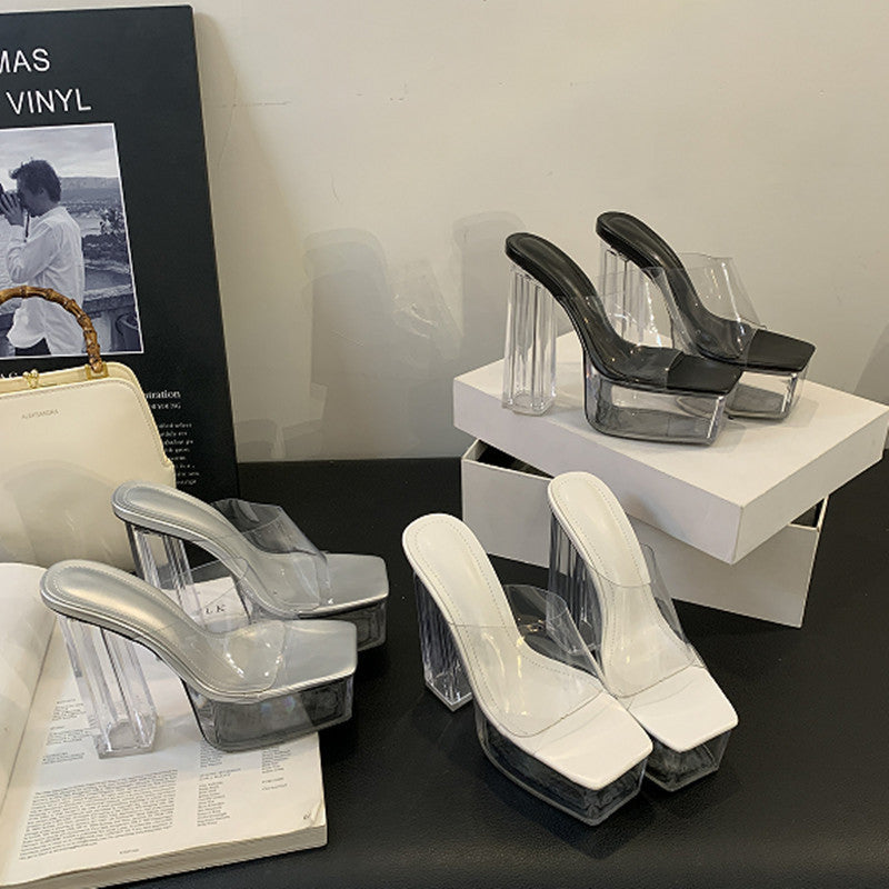Crystal Thick Simple Transparent Platform Nightclub Sexy Sandals