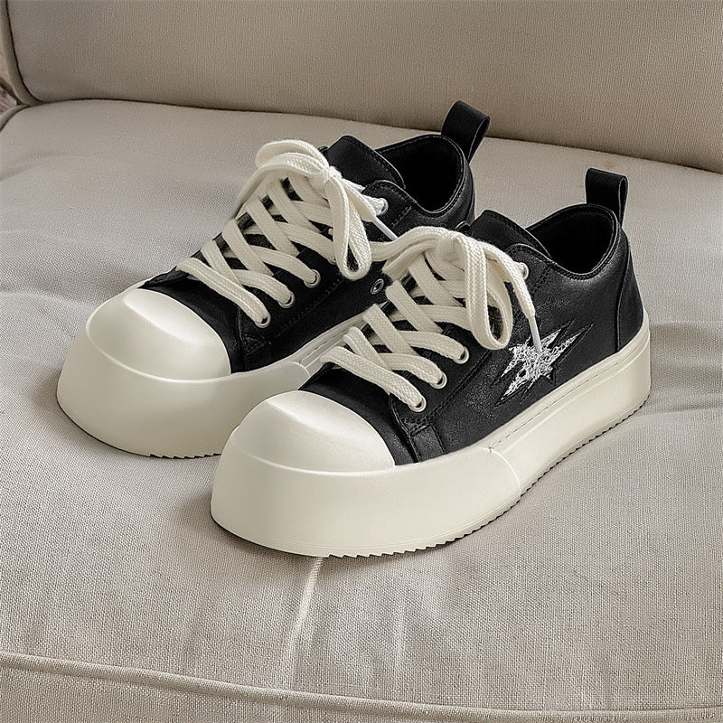Men's Big Head Derby Fleece-lined Platform Height Increasing Sneakers