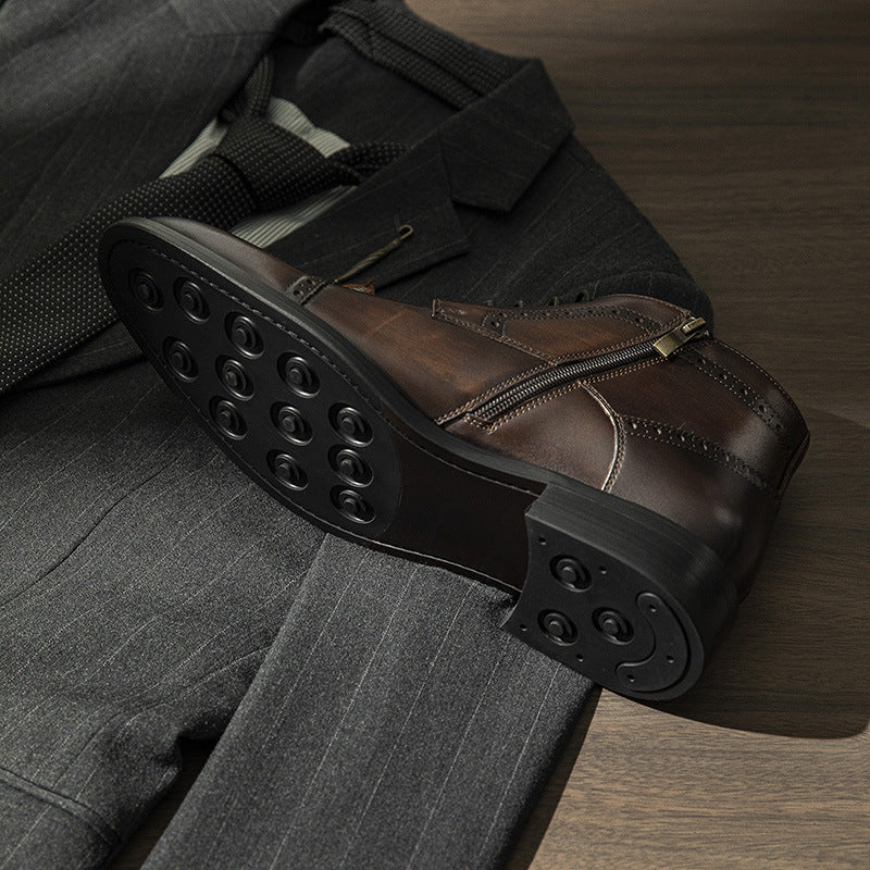 Men's Shipped Within Hours Business Formal Wear Cowhide Boots