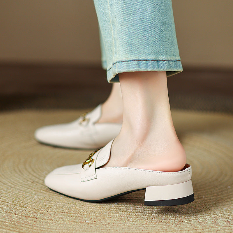 Inside Outside Chunky Closed Toe High Half Support Slippers