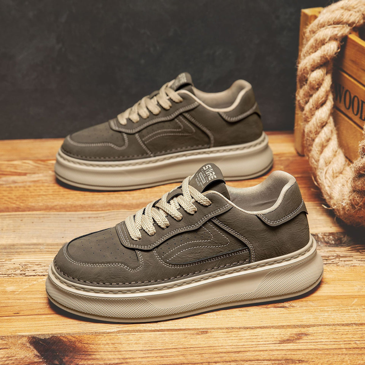 Men's Lightweight Platform Vintage Skateboard Soft Bottom Men's Board Shoes