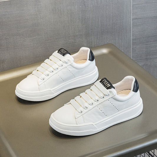 Women's White Classic Genuine Retro Style Thick Casual Shoes