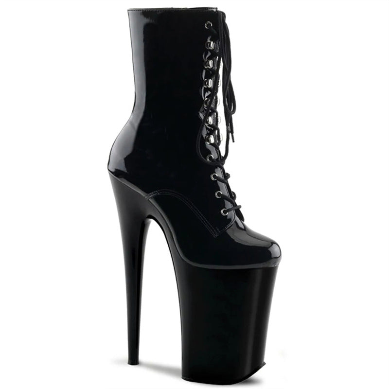 Women's Front Round Head White Low Tube Boots