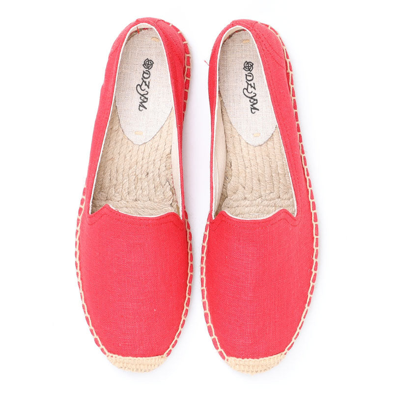 Women's Top Ramie Sole Monochrome Trendy Flat Canvas Shoes