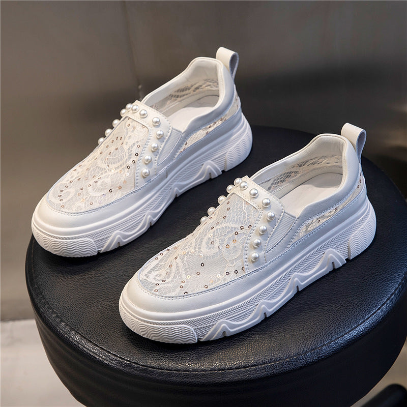 Women's White Genuine Summer Transparent Mesh Sports Casual Shoes