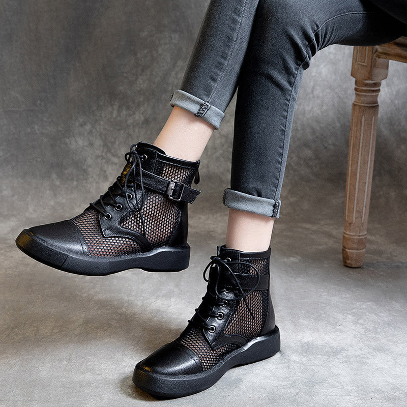 Women's Flat Ankle Cattlehide Fashion Top Layer Boots