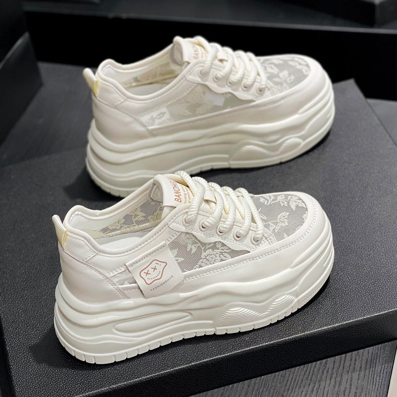 Women's Hidden White Spring Small Platform Summer Heels