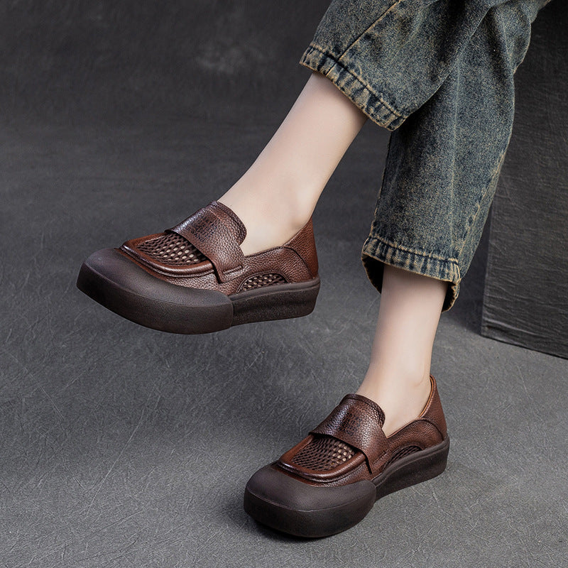 Women's Breathable Mesh Pumps Retro Flat Bottom Loafers