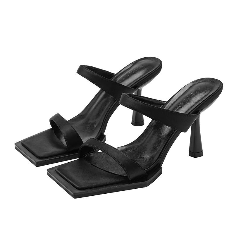 Women's Square Toe Open High Chain Fine Heels