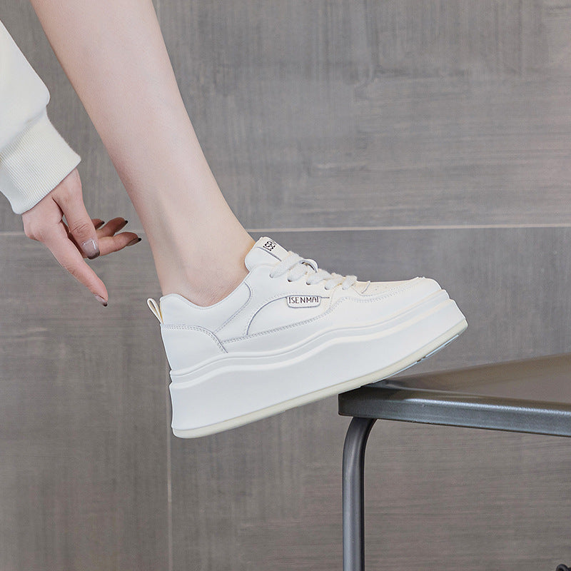 Women's Thick Bottom White Platform Thin Breathable Casual Shoes