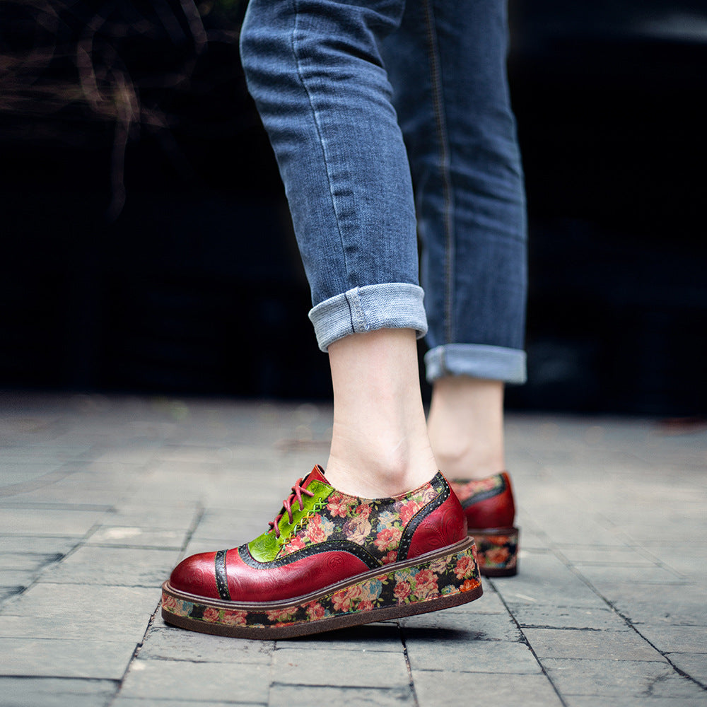 Attractive Color Contrast Patchwork Comfortable Platform Casual Shoes