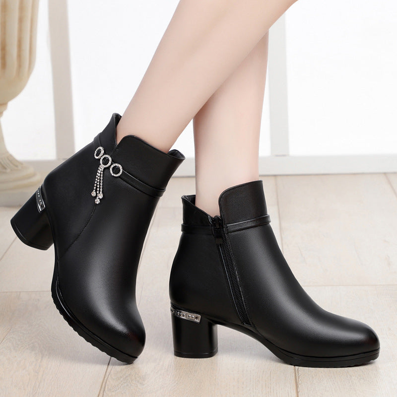 Women's Size Mom Wool Cotton Mid Thick Boots