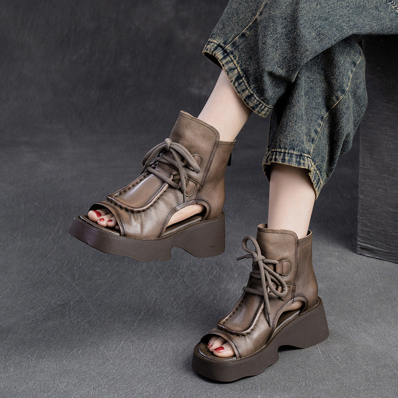Women's Summer Retro Style Peep Toe Thick Sandals