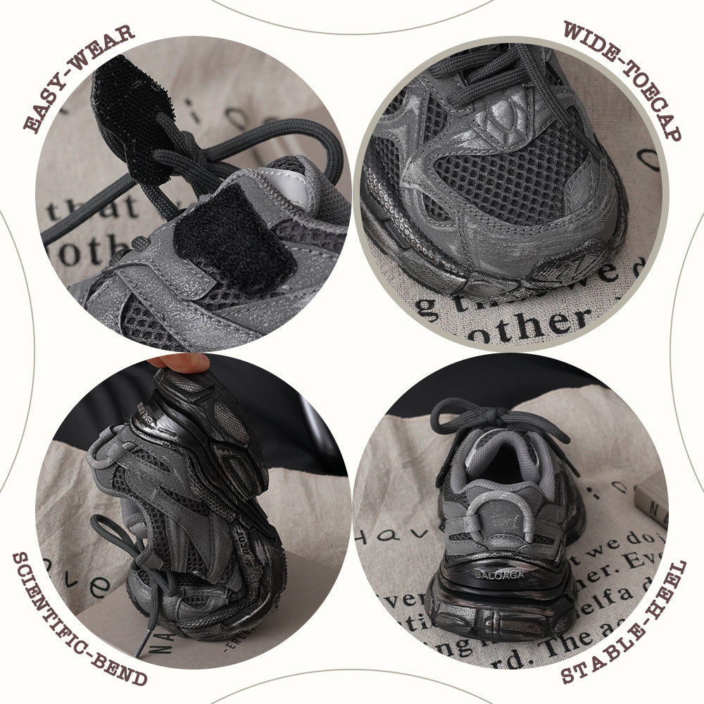 Children's Paris Dirty Retro Clunky Boys Velcro Kid's Sneakers
