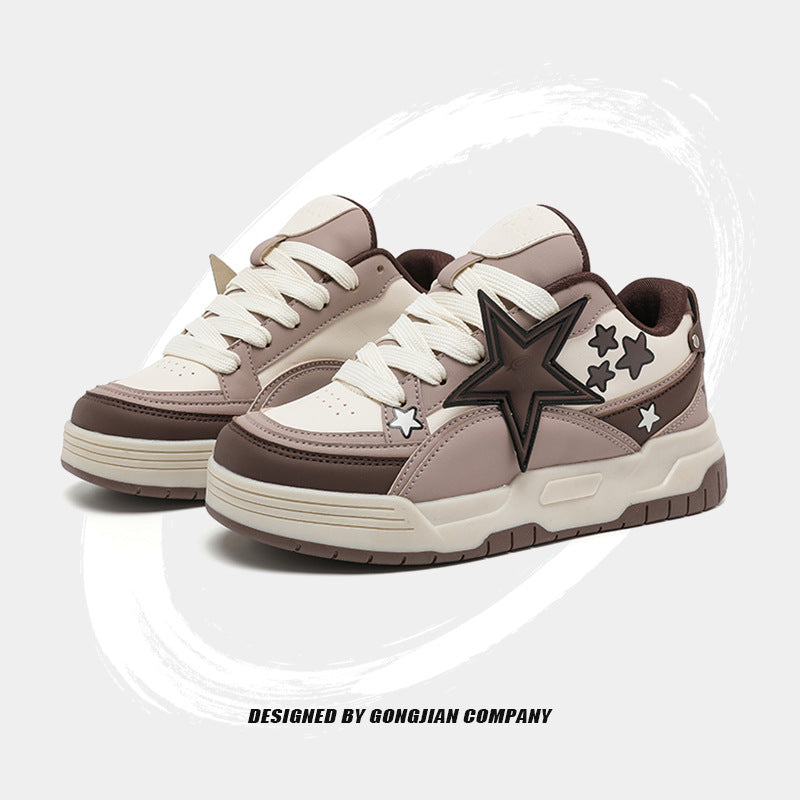 Women's Round Head Thick Bottom National Fashion Sneakers