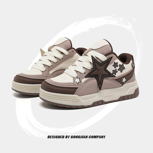 Women's Round Head Thick Bottom National Fashion Sneakers