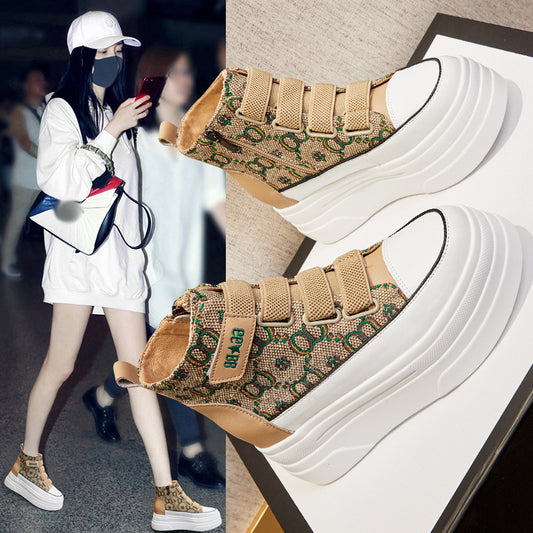 Women's Height Increasing Trendy Summer Platform Genuine Casual Shoes