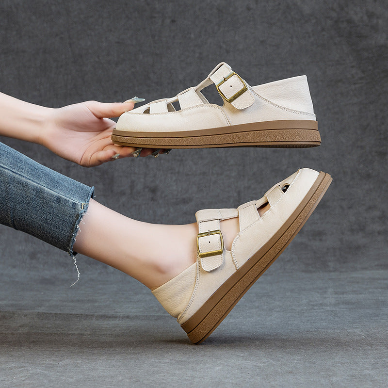 Women's Cow Soft Bottom Roman Closed Toe Sandals