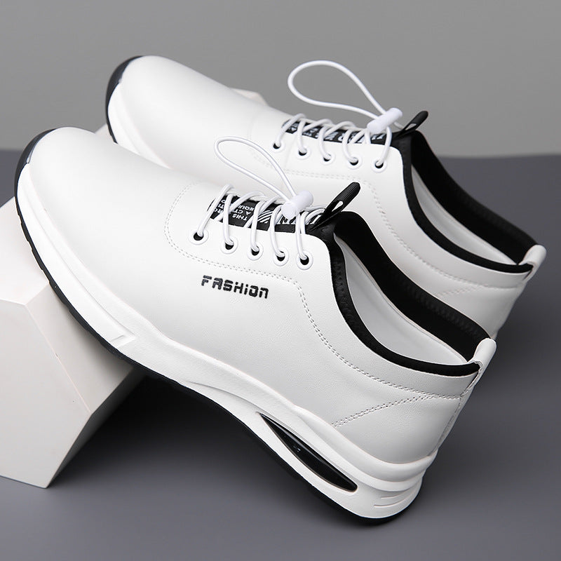 Men's Soft Thick-soled Business White British Slip-on Leather Shoes