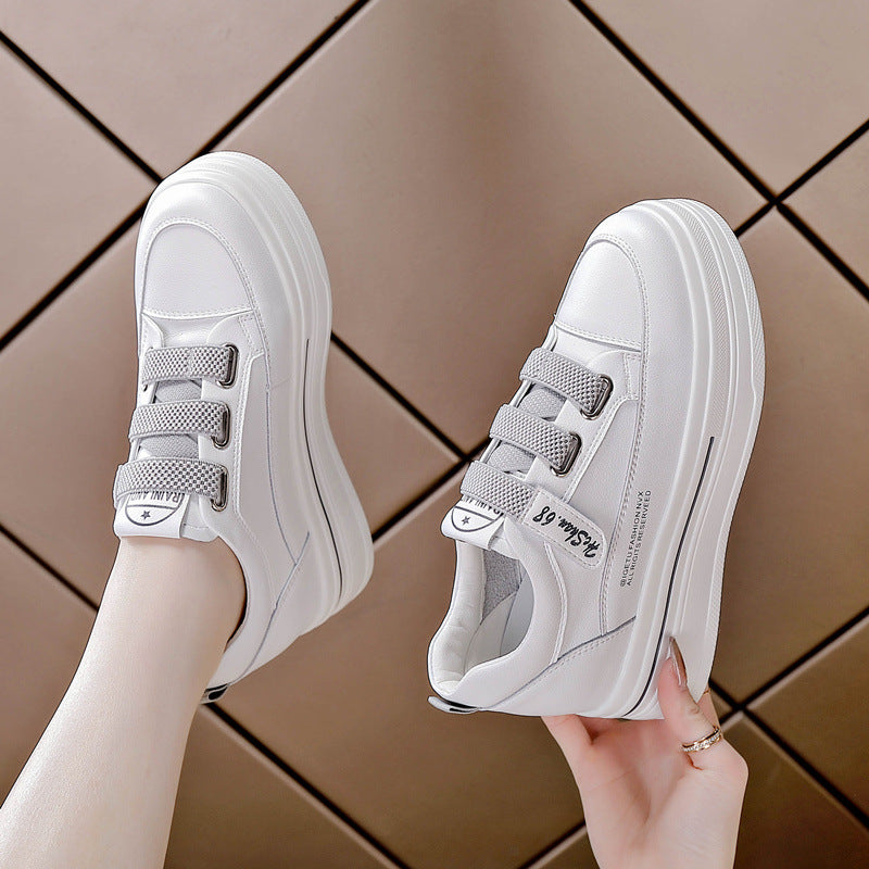 Women's Hidden White Velcro Slimming Platform Lightweight Trendy Women's Casual Shoes