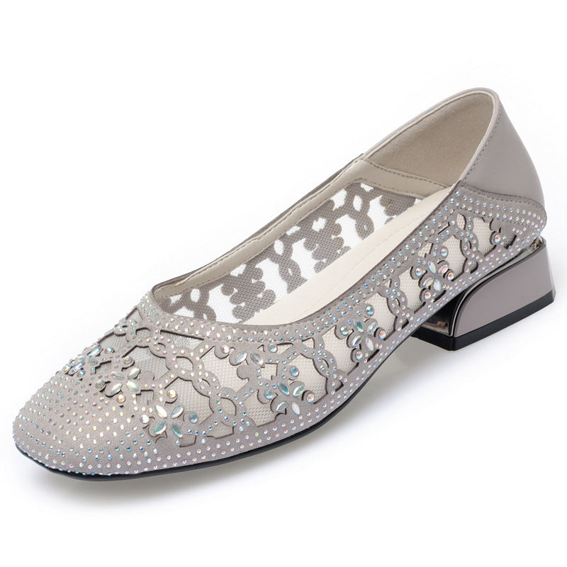 Women's Box Mesh Summer Hollow Surface Pumps Chunky Soft Bottom Breathable Women's Casual Shoes