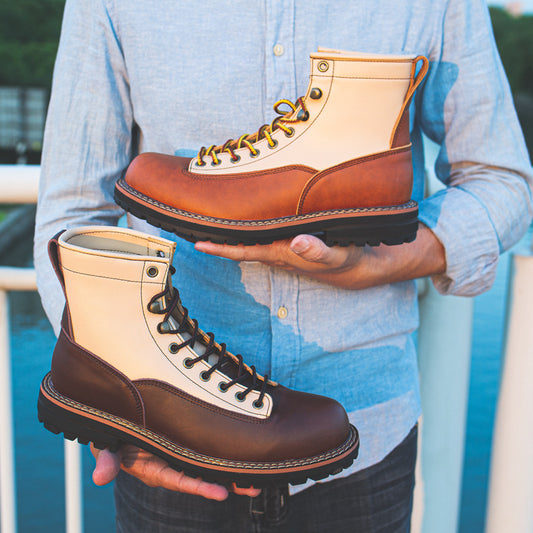 Men's Worker Genuine Martin White Patchwork Boots