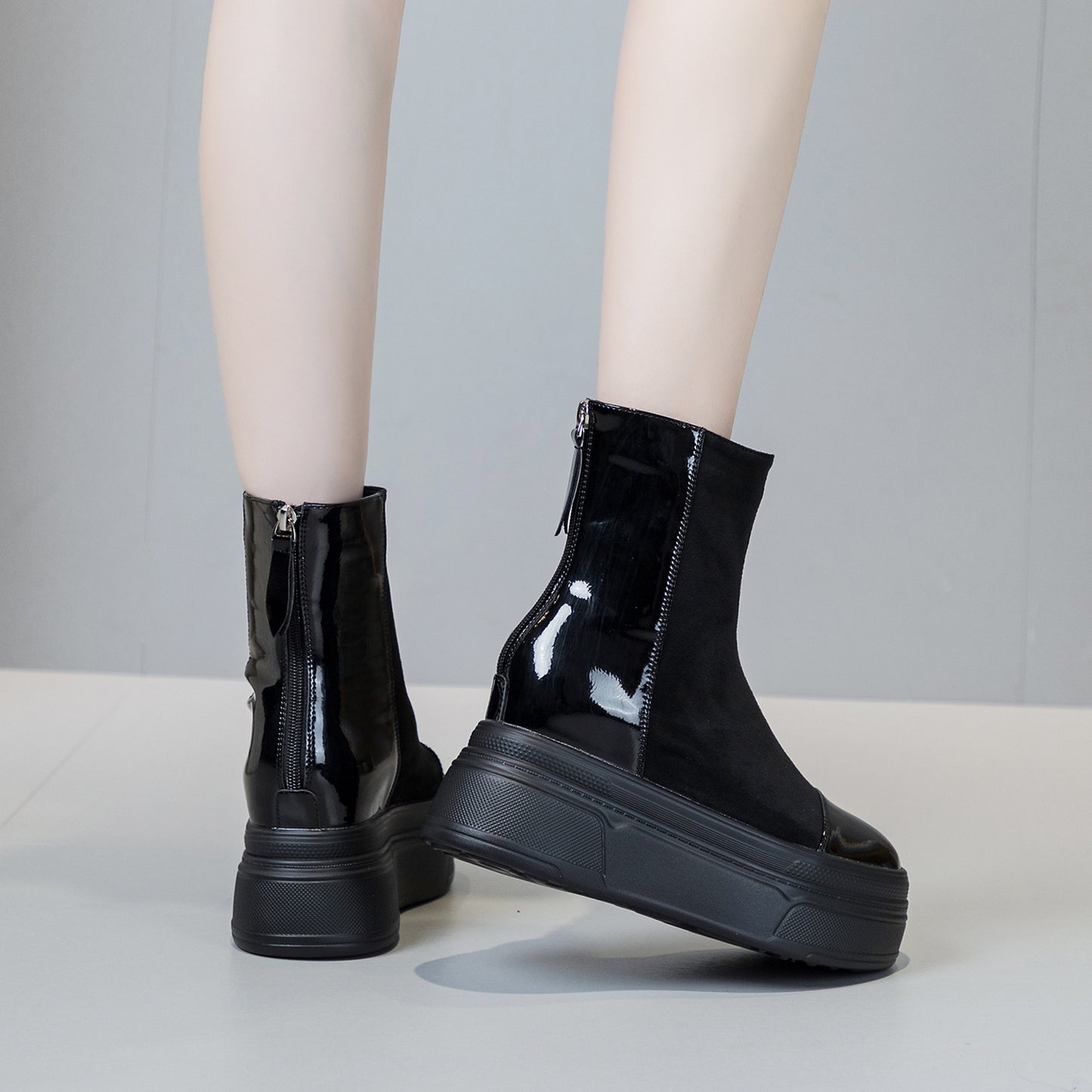 Women's Soft Retro British Style Leisure Platform Boots