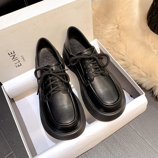 Autumn Preppy Style Lace Up Muffin British Loafers