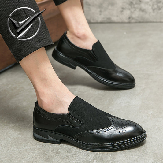 Men's Plus Size Spring Brogue Business Green Leather Shoes