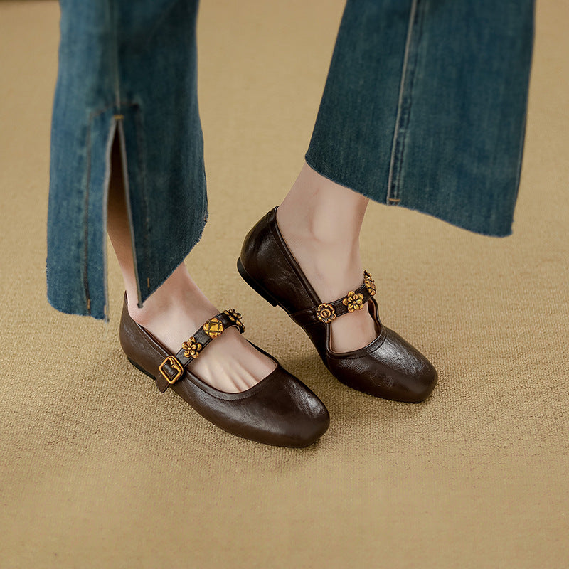 Female Buckle Flat Evening Wind Gentle Women's Shoes