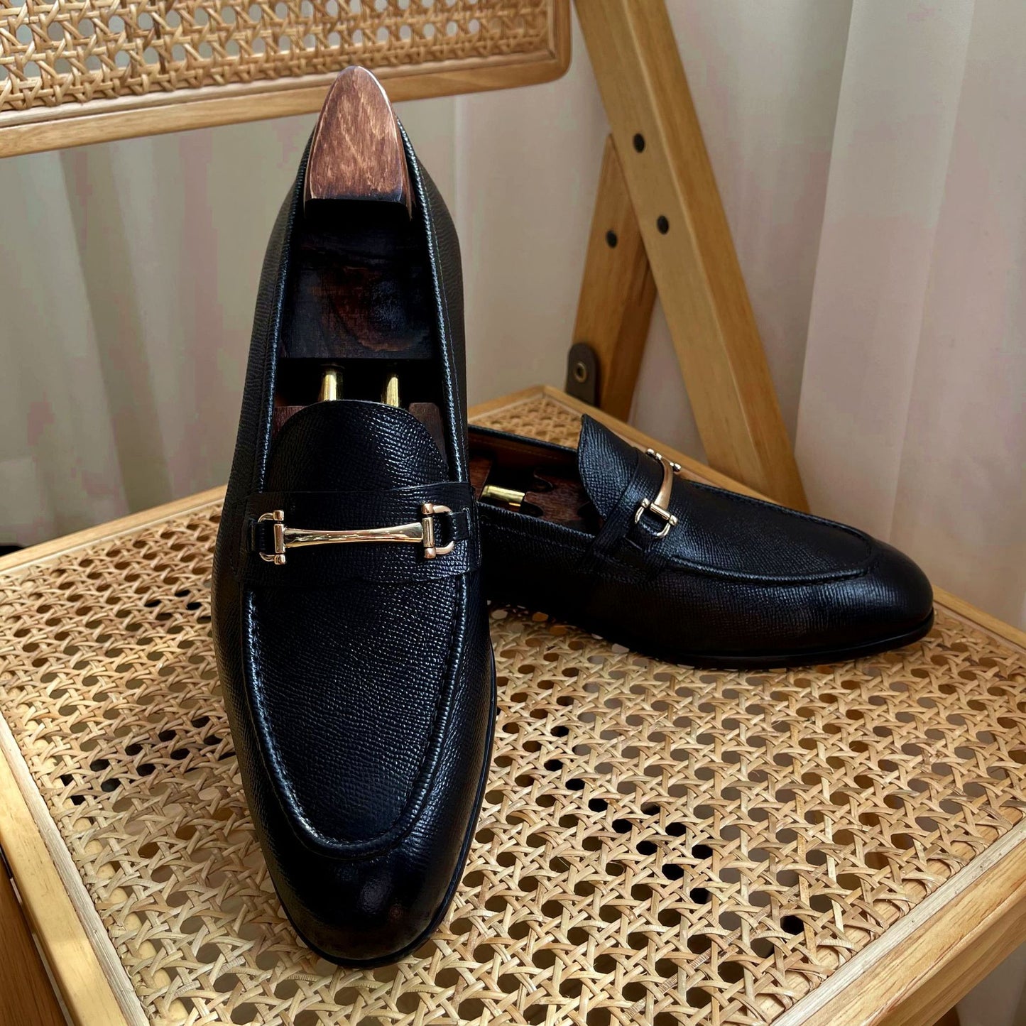 Black British First Layer Cowhide Comfortable Loafers