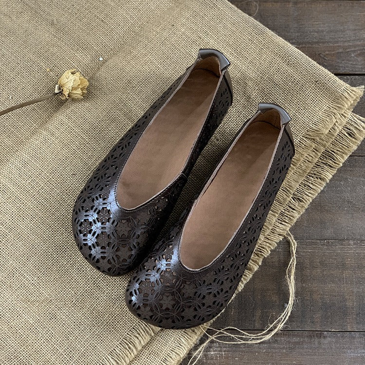 Women's Closed Toe Hollow Slip-on Low Soft Bottom Comfortable Sandals